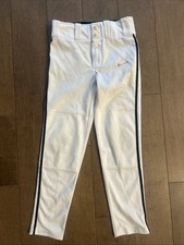 New Nike Boys' Swingman Dri-FIT Piped Baseball Pants White W/ black Trim