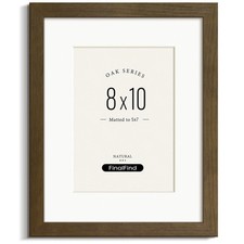 8x10 Picture Frame with Mat for 5x7, Brown Walnut, Solid Wood 8x10 Frame with...