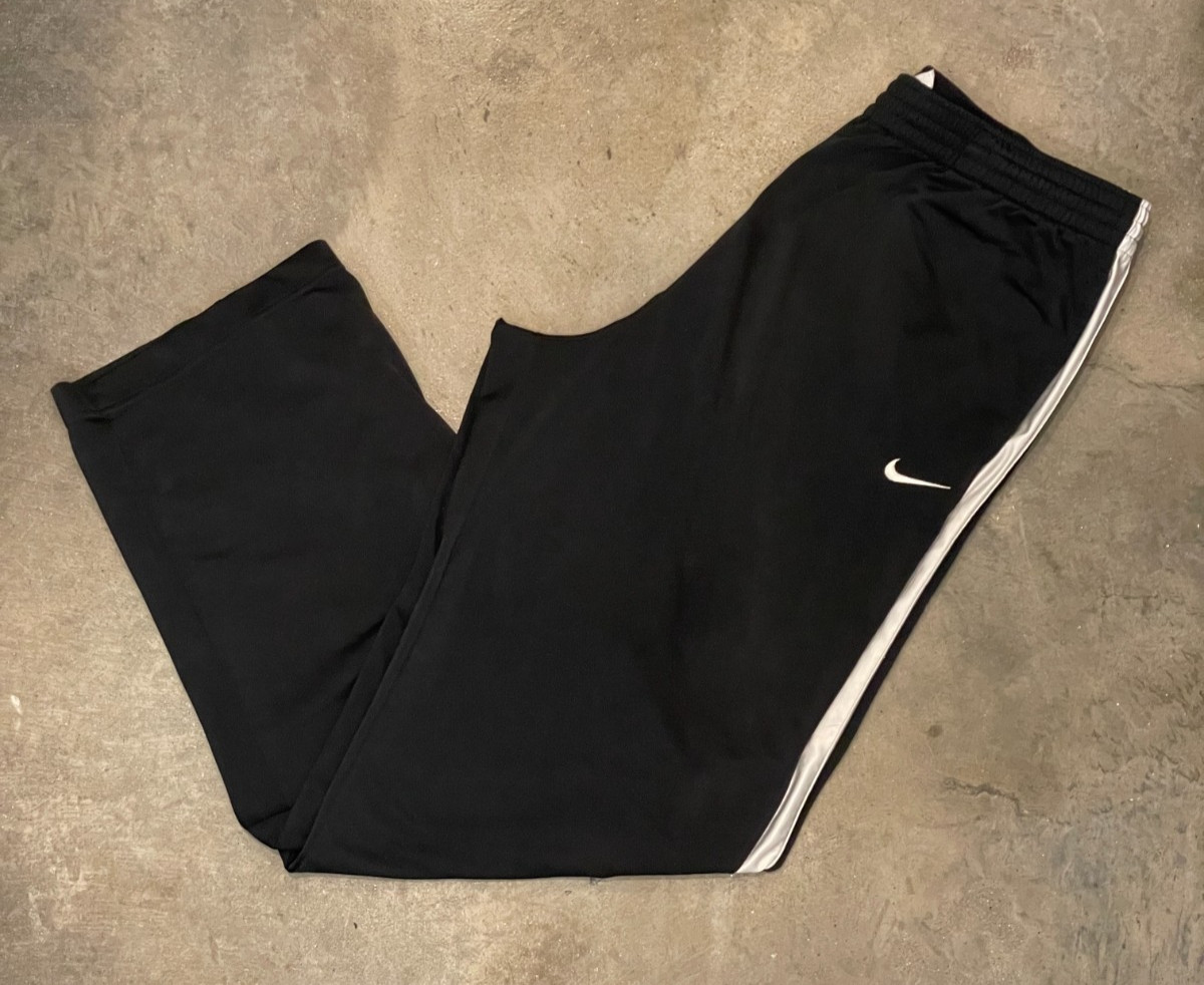 Vintage Y2K Nike Basketball Sweatpants Mens XL Black Striped Ankle Zip Loose
