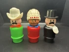 Vintage Fisher Price Little People Indian Chief, Cowboy, and Mayor Western Town
