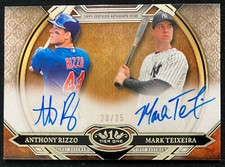 ANTHONY RIZZO MARK TEIXEIRA 2015 TOPPS TIER ONE DUAL AUTOGRAPH /25 YANKEES AUTO