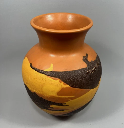 Vintage Royal Haeger Earth Wrap Vase 9" Art Pottery Lava Glaze Brown Orange