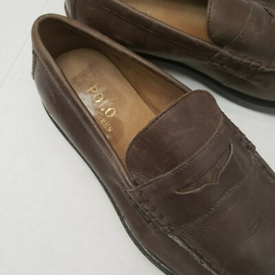 Polo Ralph Lauren Dustan Brown Leather Penny Loafers Men display picture 1