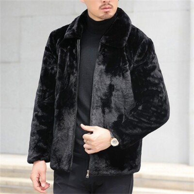 Men Faux Coat Luxury Jacket Outerwear Overcoat Thick Winter Warm