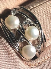 HONORA x DIAMONIQUE CZ PEARL HIGHWAY RING, SS OR GOLD-PLATED SZ 9,10 (M4352-24)