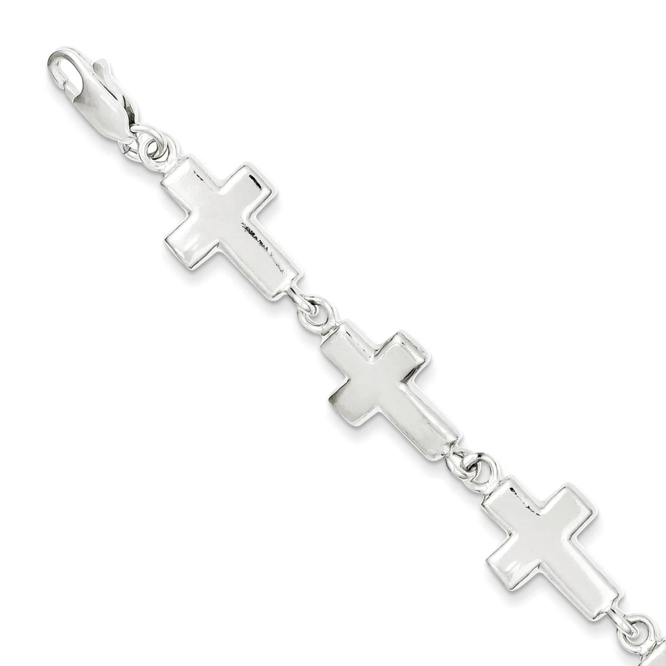 Sterling Silver Cross Fancy Link Bracelet 7" - Изображение 4 из 4