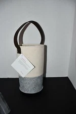 Thirty One Felt Wine & Gift Bag in Natural w Brushed Whisper Grey NWT