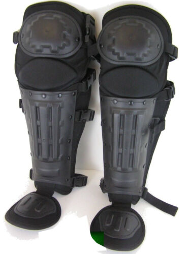 POLICE & ARMY SECURITY STYLE ANTI RIOT BLACK PROTECTIVE LEG PADS - Zdjęcie 1 z 2