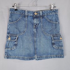 Old Navy Junior's Cargo Mini Denim Skirt Back Slit Blue Size 1
