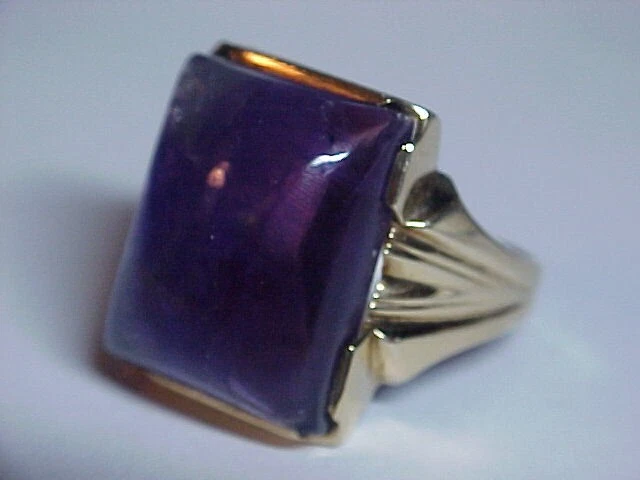 ANILLO DE PIEDRAS PRECIOSAS AMATISTA GEN ORO 10K AMARILLO 24,32ct 9,0 gr talla 12 L@@K cambio de color Foto 2 de 4