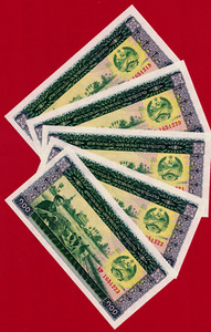 Laos Lot of 5 x 100 Kip 1979 CONSEUCTIVE Serial Numbers UNC BANNOTES (Pick-30a)
