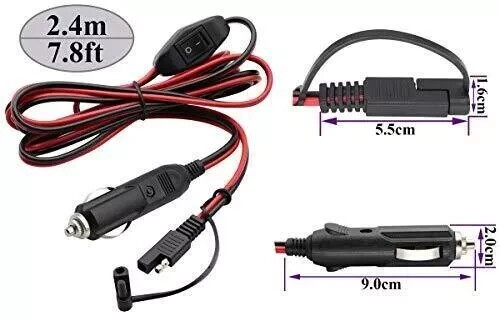 Cigarette Lighter SAE Cable16Awg 12V Cigarette Lighter Male Plug to SAE 2 Pin - Picture 7 of 7