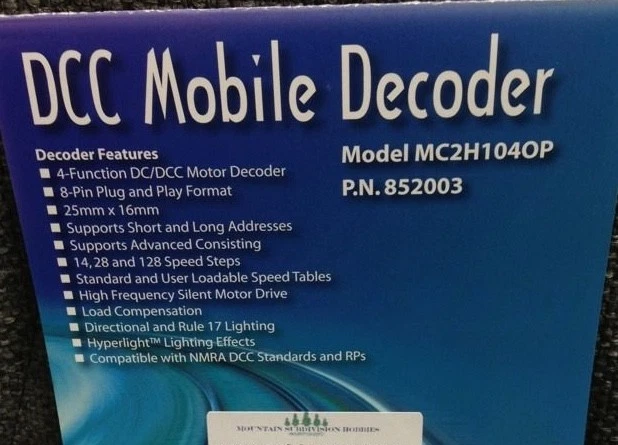 New  Soundtraxx 852003 MC2H104OP NMRA 8 pin plug & 9Pin JST Decoder ~ $5 coupon - Image 2 of 4