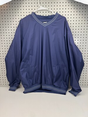 FootJoy FJ Windbreaker Jacket Mens Large L Blue Pullover V Neck Rain Wear Golf
