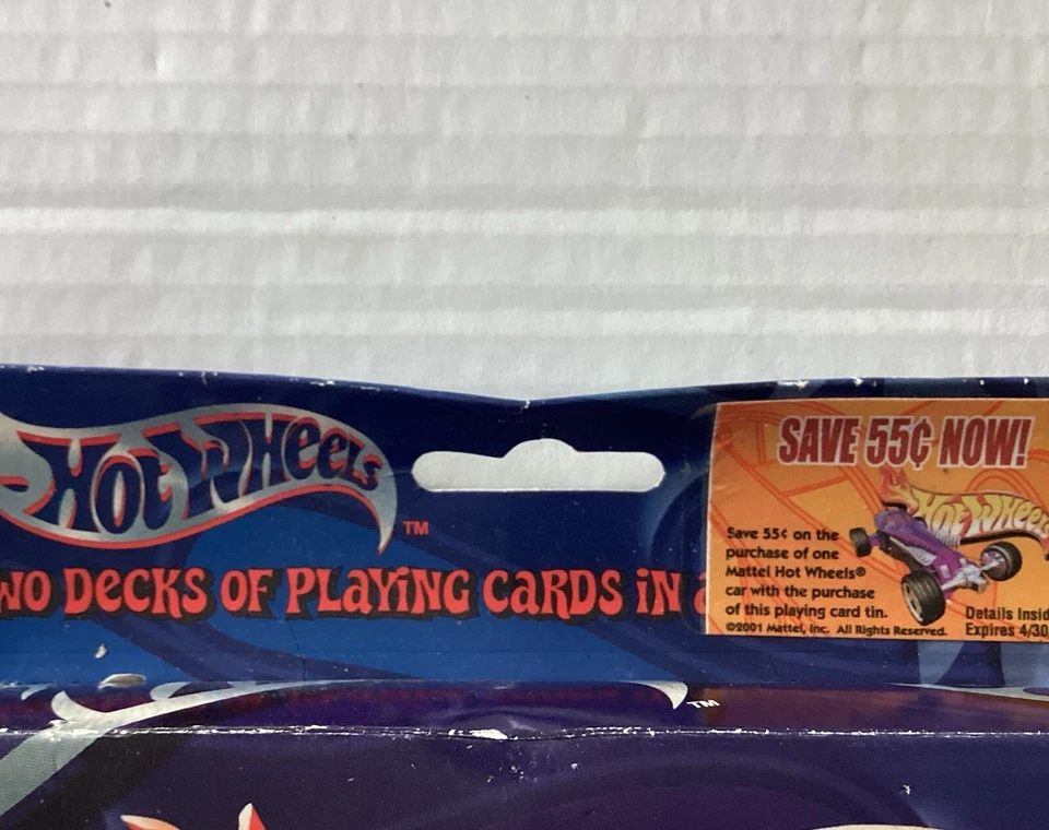 2001 Hot Wheels Playing Cards  2 decks In Collectible Tin Box Sealed *Read* - Image 4 of 4