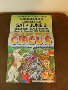 VINTAGE 1980 SAUGERTIES CANTINE FIELD ALLEN BROS CIRCUS POSTER