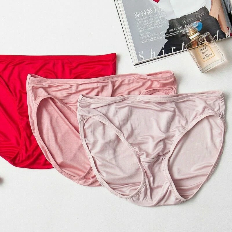 100% Natural Silk Knitted Briefs Panty Knickers Soft Shorts Underwear Women Cosy - Image 4 of 4