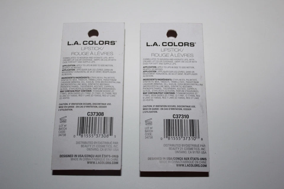 L.A Colors Just Vibin Lipstick C37308 #7859 Cuddle + C37310 Hush In Box - Image 2 of 2