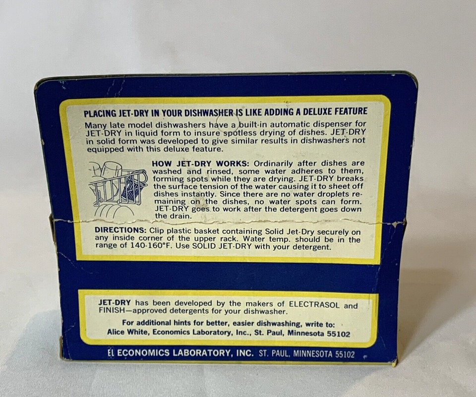 Jet Dry Rinse Aid Solid 2 Baskets Discontinued For Dishwashers Vintage