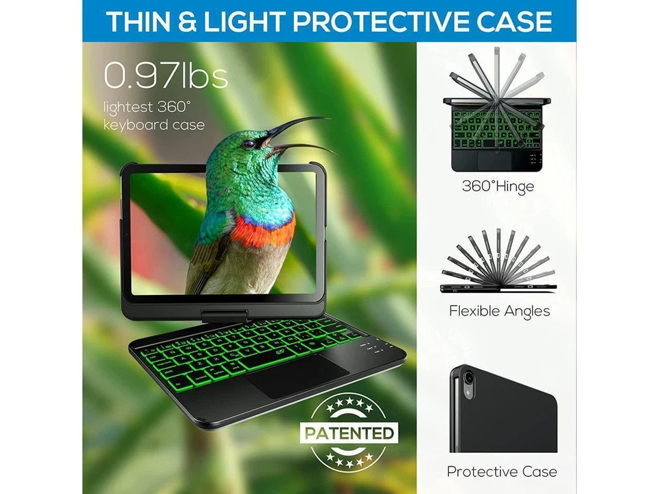 Wireless Keyboard Case for iPad Mini 7 Mini 6 8.3 inch with Trackpad Backlits - Image 4 of 4