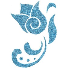 "Sugar" Glittered Temporary Tattoo, Sparkling Blue Flower, USA Made