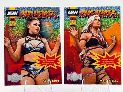 Mariah May & Skye Blue 2025 Skybox Metal Universe AEW Ring Heroes SP Lot (2)