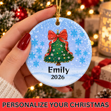 Personalized Christmas Tree Ornament Custom Name Snowflake Holiday Gift