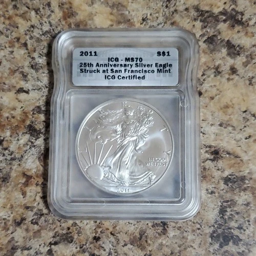 U.S. Mint 2011 American Silver Eagle 1 oz Silver ICG MS70 25th Anniversary