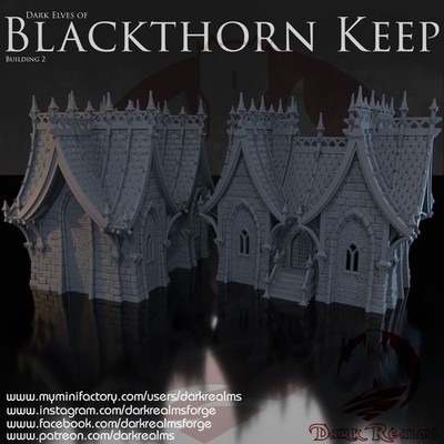 Dark Realms   Blackthorn Keep: Dark Kin Elf Building 2- Fantasy Tabletop Terrain