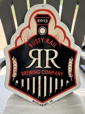 Rusty Rail Brewing Company Metal Beer Tacker Sign Mifflinburg PA Bar Decor