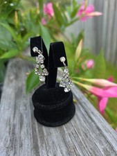 Vintage AntiqueEarrings Rhinestone Art Chandelier Screwback 1950s Christmas Tree