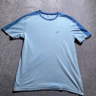 SCHLAF T-Shirt Herren Small Blau Bär Logo Baumwolle Bequem Freizeit