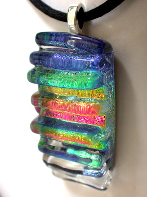 Dichroic Scuptured Fused Glass Pendant / Focal Piece / Handcrafed - TL Gallego 