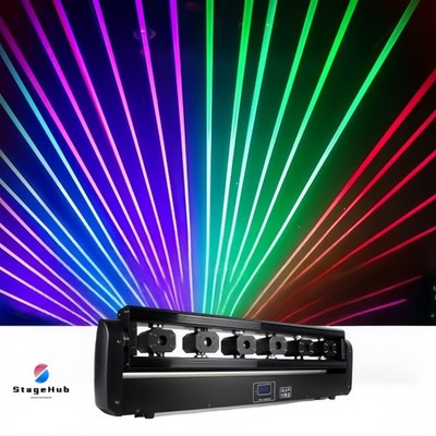 6 Eyes Laser Moving Head Light Beam Bar 6 Heads 6x500mw RGB 3IN1 Pixel DJ Lazer