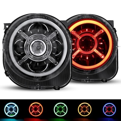 9'' Inch RGB LED Headlights Halo Beam For 2015 2016 2017 2018 Jeep Renegade