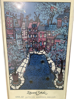 Edward Sokol  ''City Scene'' CUSTOM FRAMED! Edward Sokol OWL 57 Galleries