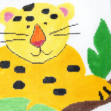 Jean Smith Hand Painted Needlepoint Canvas " Leopard Canvas" Brand New 8" by 8"