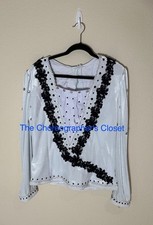 White Velvet  Black Trim Men Man Boys Costume Ballet Tunic Jacket Chest 40 Inch