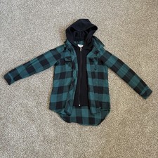 Women s Green Flannel Zip Up Sweater Size Medium