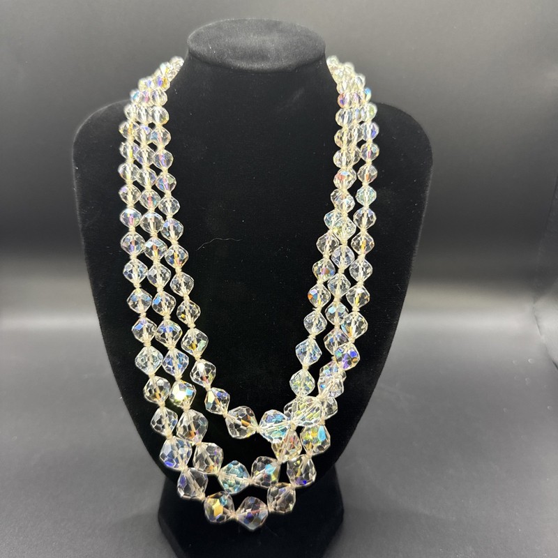 Vintage Aurora Crystal Beaded Necklace (Heavy) Multi Strand