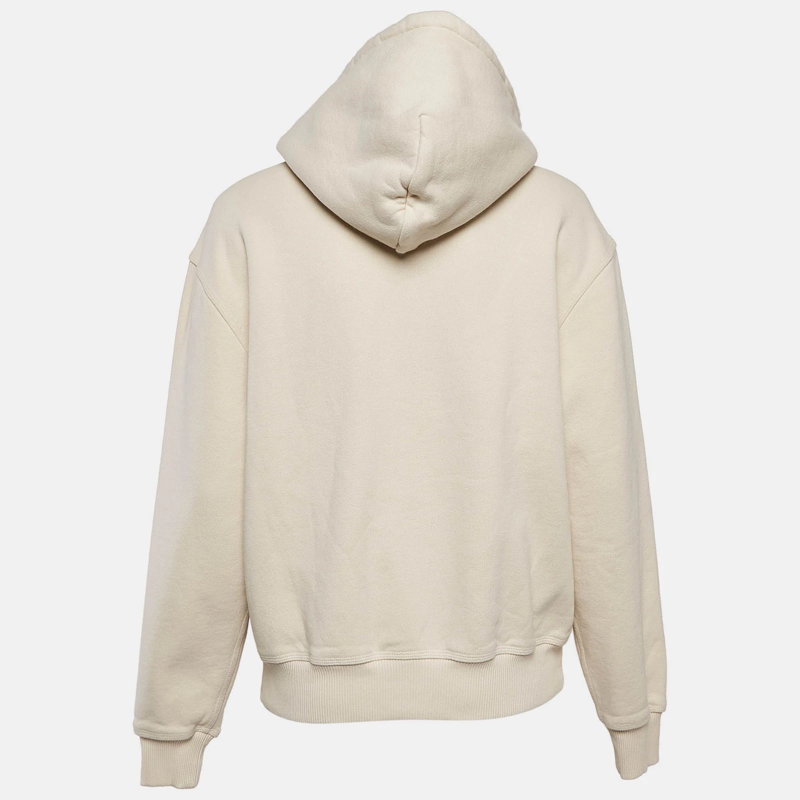 Felpa con cappuccio e zip Burberry beige logo applicato in maglia di cotone M