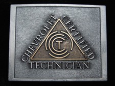 QK07135 VINTAGE 1970s  CHEVROLET CERTIFIED TECHNICIAN  BELT BUCKLE