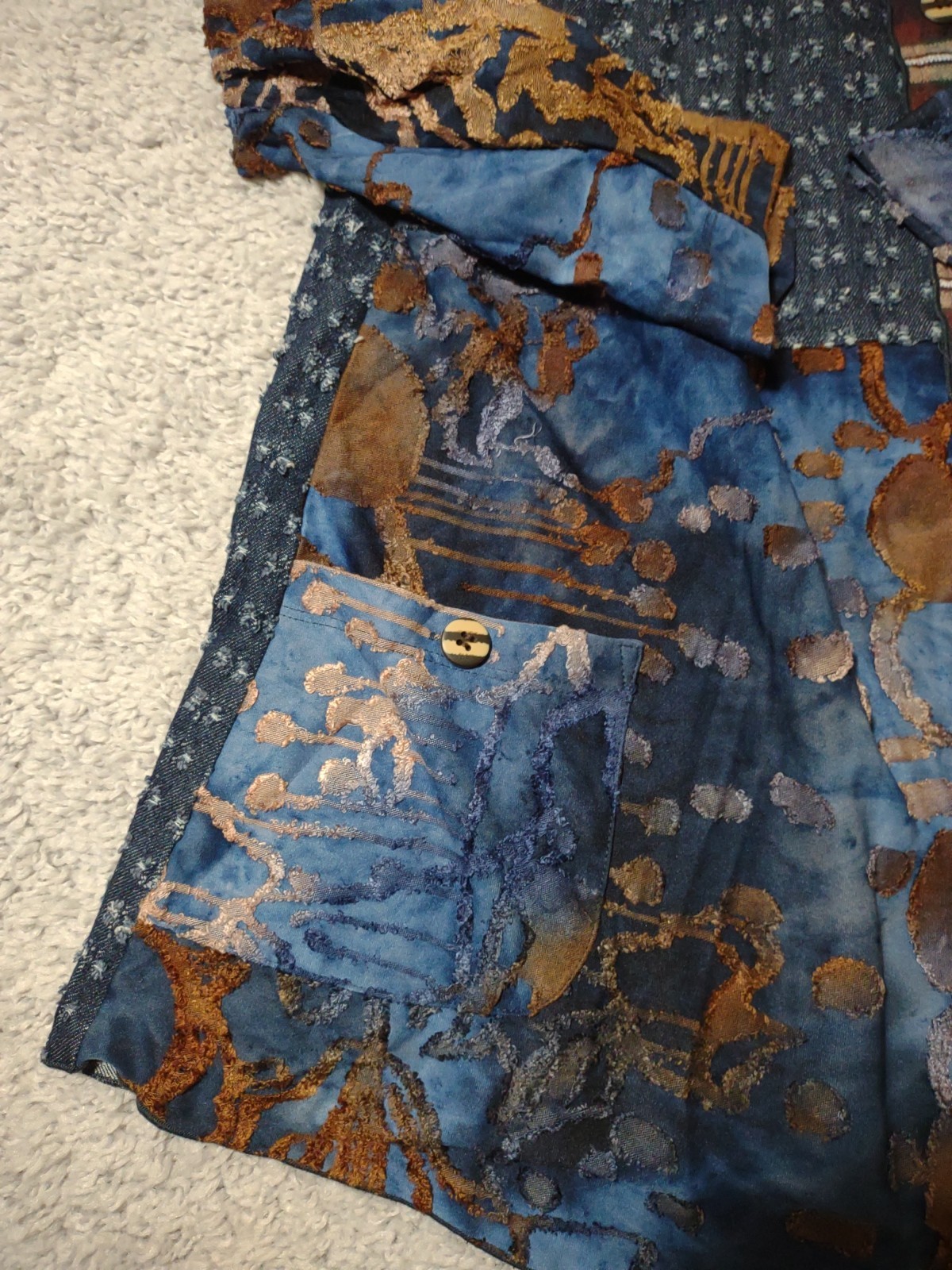 Ali Miles Size M Button Up Top Patchwork Mixed Pr… - image 5