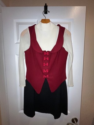 VTG Bebe Wool Skirt Vest Suit Set Frog Closures Cosabella Mesh Bodysuit 3pc
