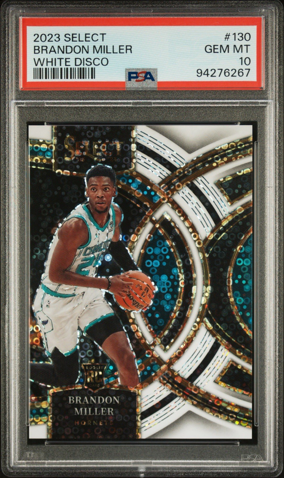2023 Panini Select Brandon Miller RC Premier Level White Disco/75 PSA 10