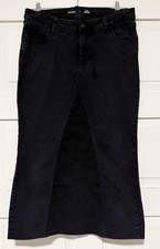 Women’s Refashioned Jean Skirt Black Denim Handmade Upcycled Waist 32