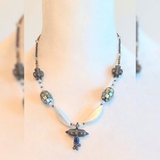 Vintage Tribal Artisan Necklace Lapis Amethys...