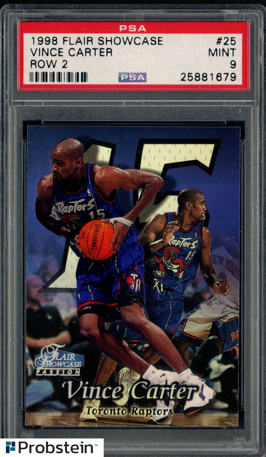 1998-99 Flair Showcase Row 2 #25 Vince Carter Raptors RC Rookie HOF PSA 9