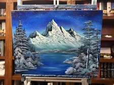 Original Oil Painting 18x24 “Winter Twilight” Art/Landscape (Bob Ross Style)