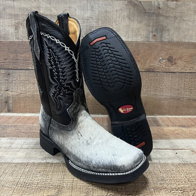 Men Western Cowboy Square Toe Ankle Cow Hair Boot Bota Vaquera Pelo de Vaca 744